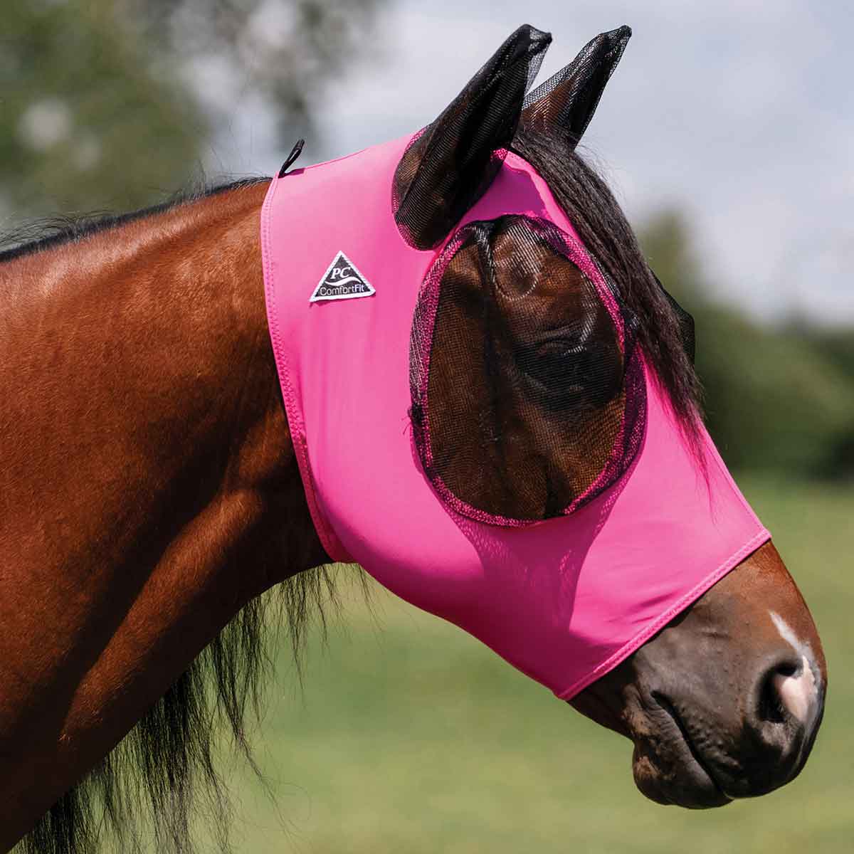 Lycra Fly Mask Hot Pink