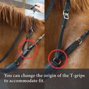 Showing how to change the origin of the T-Grips for the 3-in-1 Training Breastplate to better accomodate fit. 