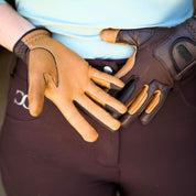 Oil-Tac Copper Tech™️ Leather Premium Riding Glove in Brown