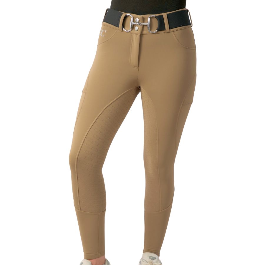 Beige Mid-Weight Winter Full Seat Breeches with Free Bit Belt