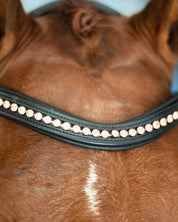Bridle with Rose Gold Crystal Browband and Rose Gold Padding