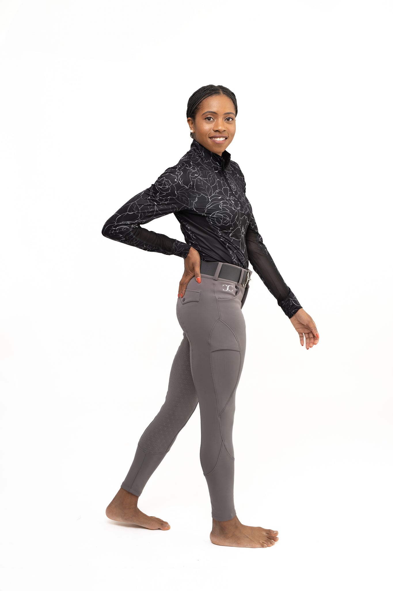 Dove Grey Full Seat Mid-Weight Winter Breeches-4 Way Stretch in Thick and Cozy Fabric