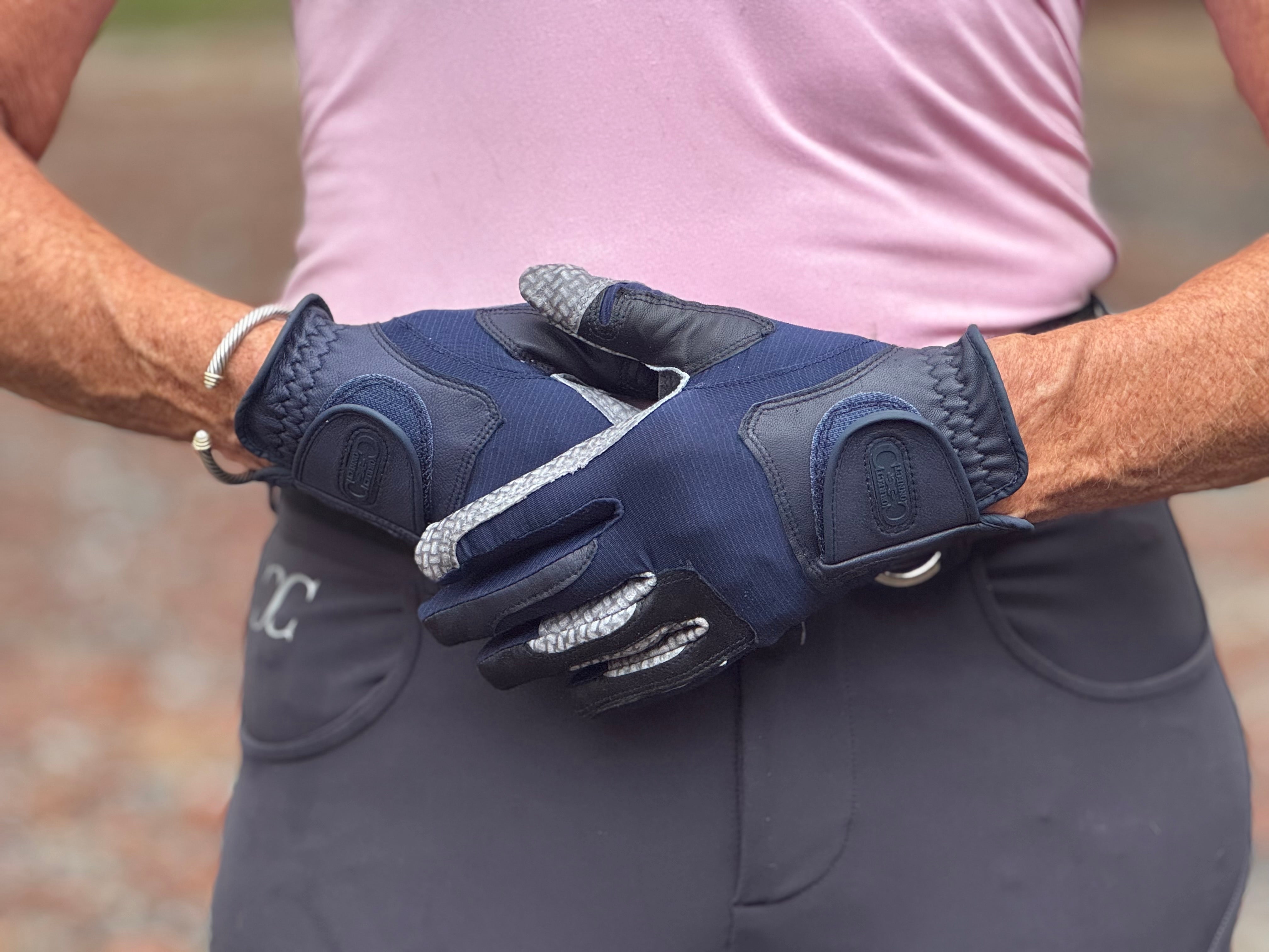 Oil-Tac Copper Tech™️ Leather Premium Riding Glove in Navy