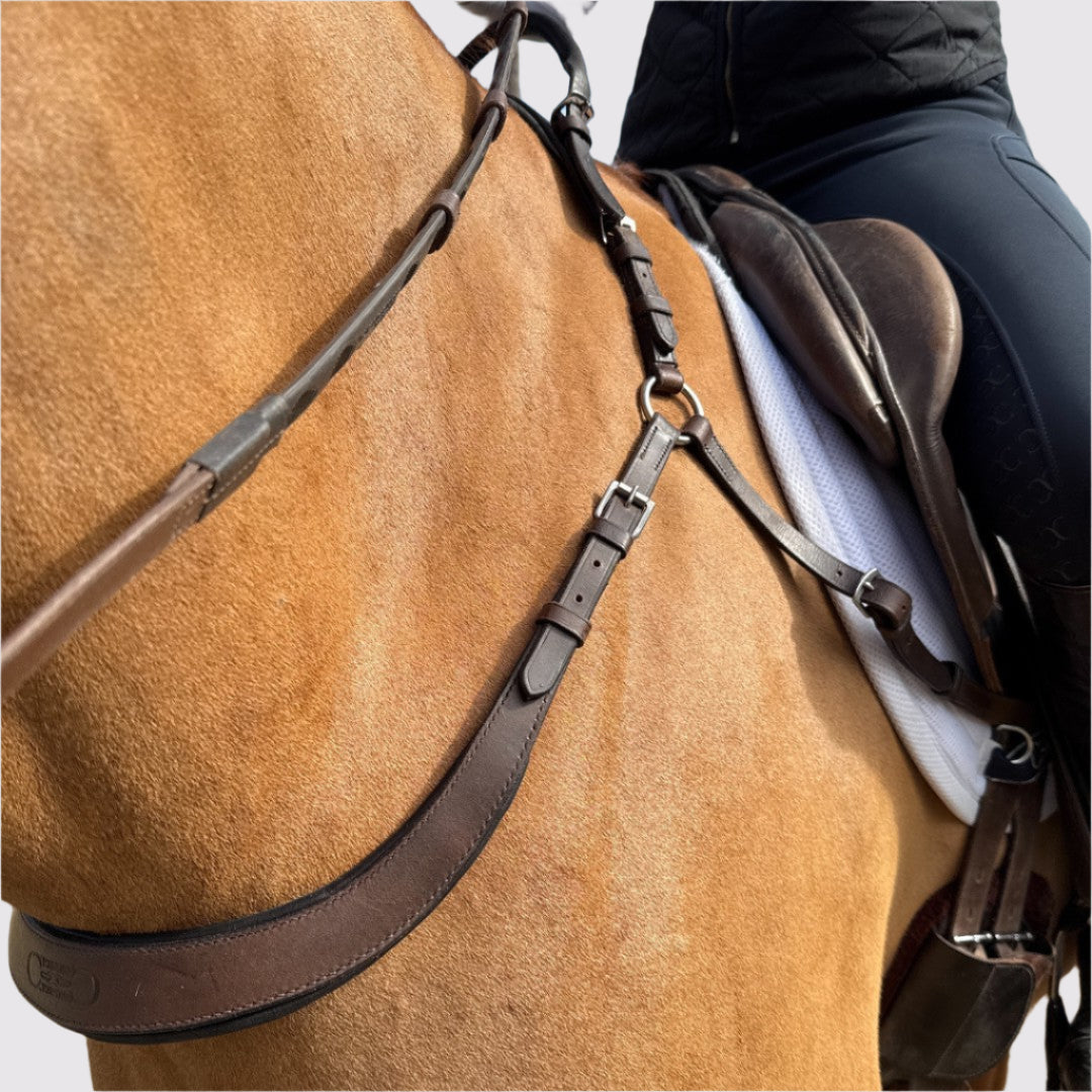 Correct Connect Double Neck Strap For Horses - Extra Full Size Black Leather