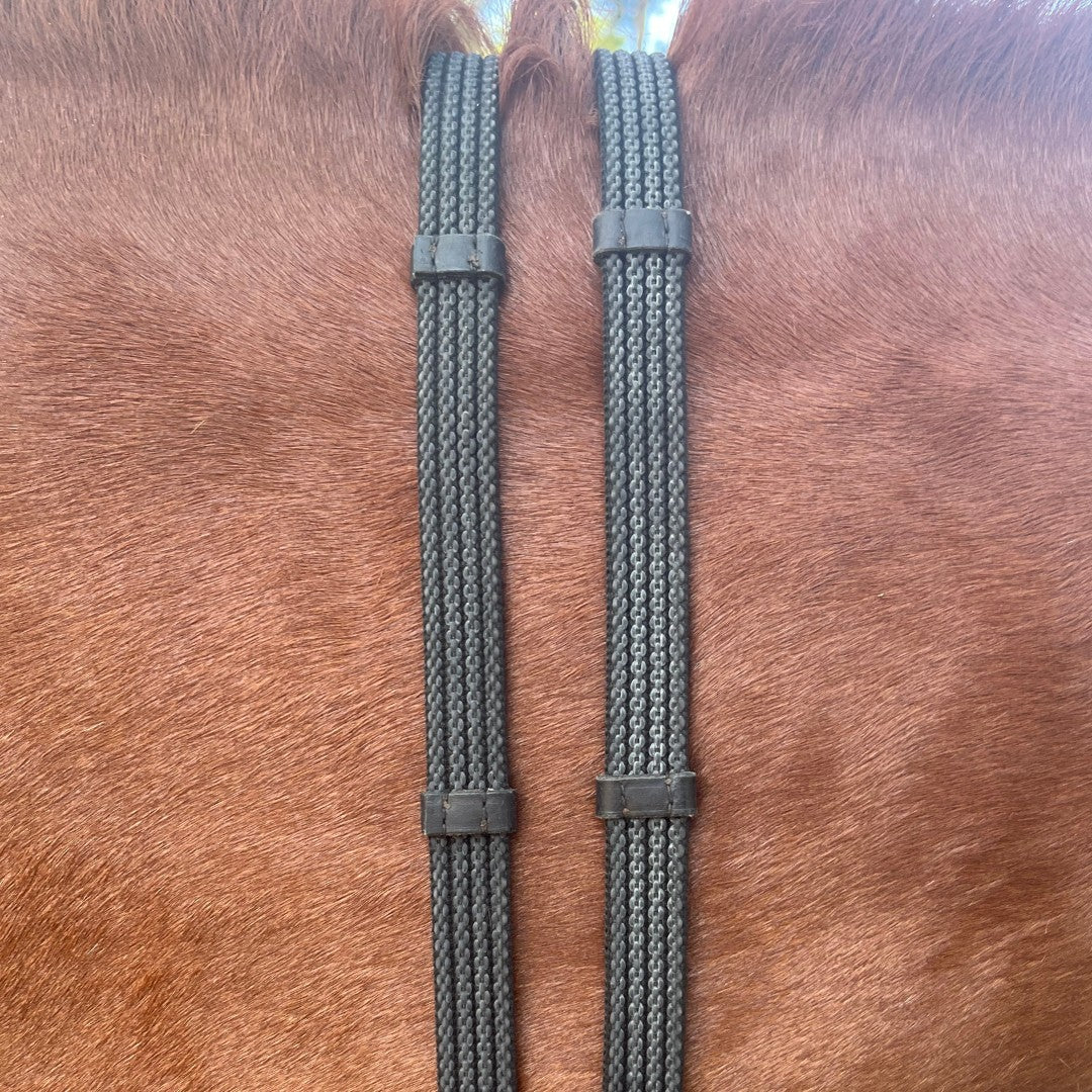 Sure Grip Rubber Reins with 4" Rein Stops-Superb Slim Rubber Woven Grip