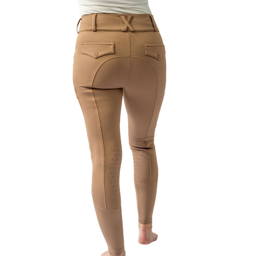 Beige Mid-Weight Winter Knee Patch Breeches With Free Belt