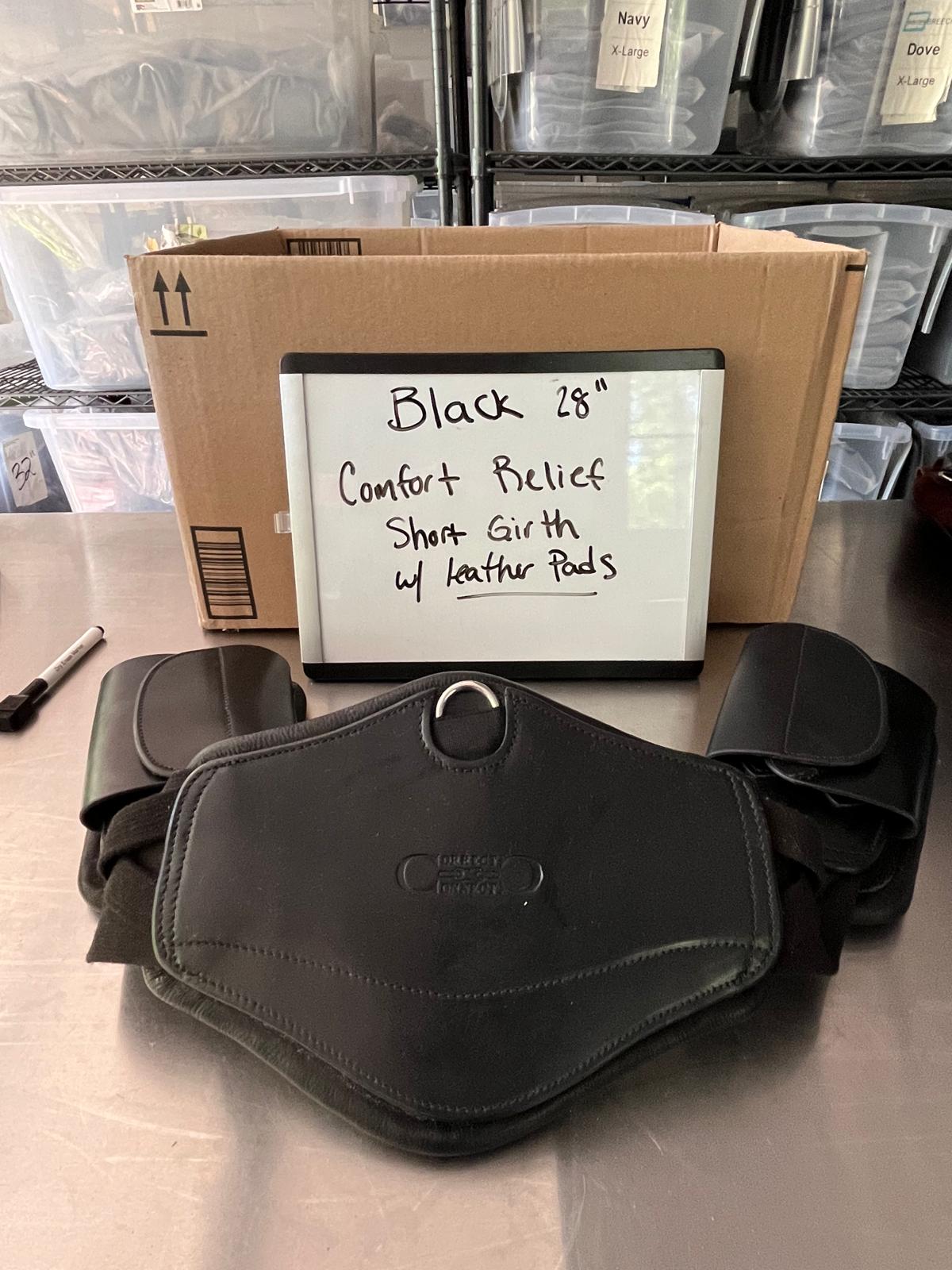 CLEARANCE 28" BLACK Comfort Relief Girth w/ leather pads