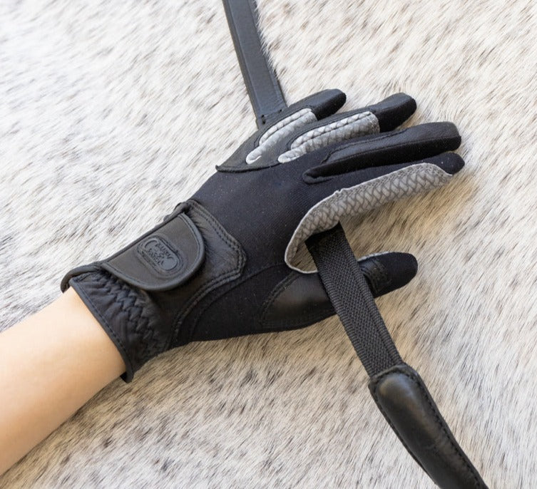 Oil-Tac Coppertech Leather Premium Riding Glove in Black