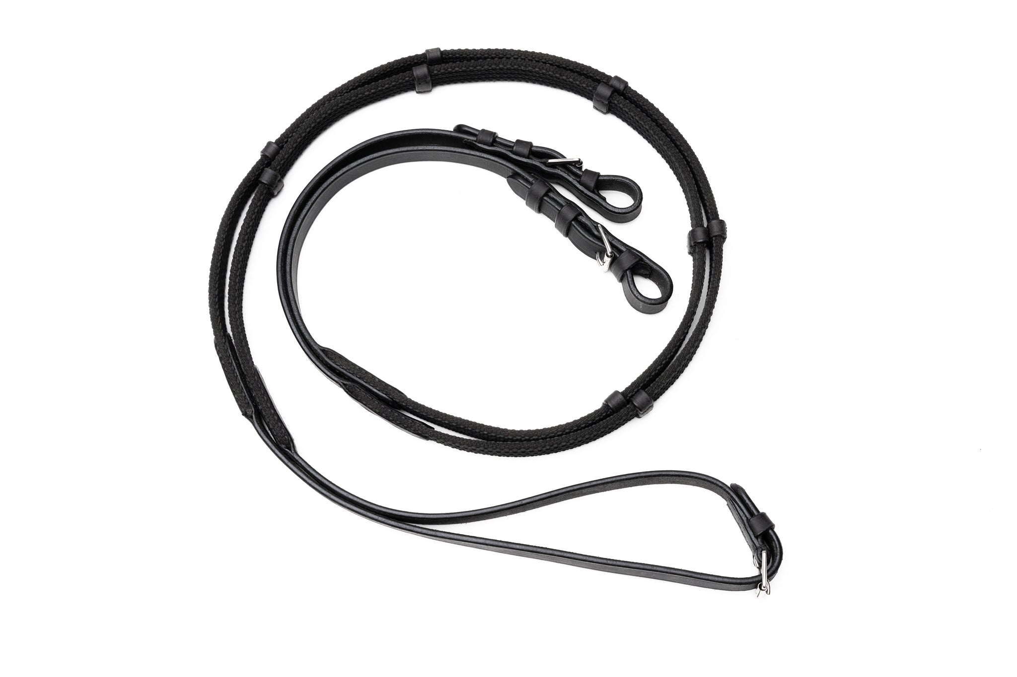 Sure Grip Rubber Reins with Rein Stops-Superb Slim Rubber Woven Grip